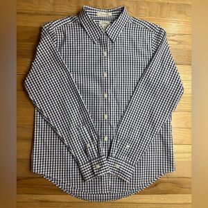 L.L. Bean Wrinkle Free Blue Gingham Check Button Down Shirt Women's Sz XS